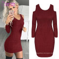 Ladies Club Sexy Long Sleeve Ribbed Mini Dress